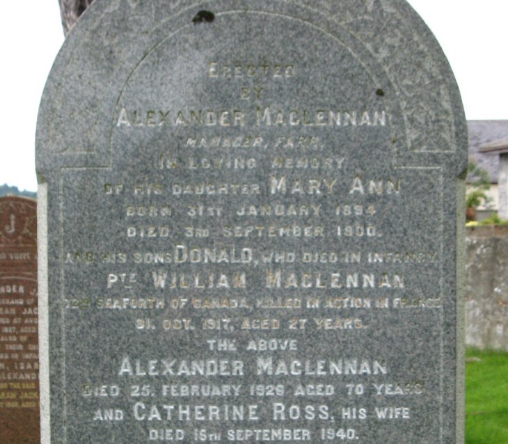 Photo of headstones/Alexander MacLennan d1926 hdstn Avoch cem